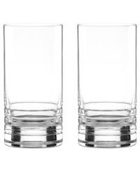 Three sharp lines juxtapose the elegant simplicity of Percival Place highball glasses in this sophisticated drinkware set from kate spade new york.