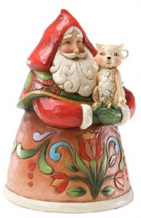 Jim Shore Purrfect Christmas Small Santa with Cat Figurine