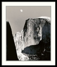 Moon Over Half Dome Framed Wall Art by Ansel Adams - 26.91W x 31.41H in.