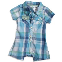 Guess Boys 0-9 Months Plaid Romper (6/9M, Blue)