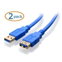 Cable Matters 2 Pack, SuperSpeed USB 3.0 Type A Male to Female Extension Cable in Blue 3 Feet