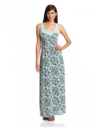 Mod-O-Doc Women's Painted Printed Seamed Long Maxi Dress, Aqua, Small