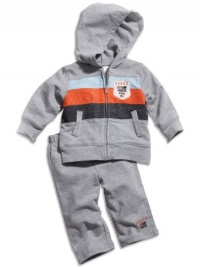 GUESS Kids Boys Newborn Color-Blocked Hoodie and Pants Set (0-9m), GREY HEATHER (6/9M)