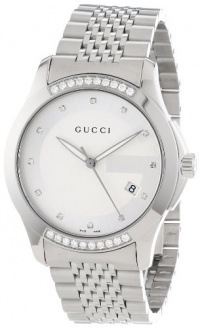 Gucci Men's YA126407 G-Timeless Stainless Steel Diamond-Accented Watch