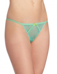 Betsey Johnson Women's Daisy Mesh Thong Panty, Beachglass, Small