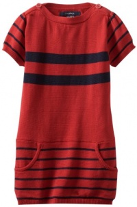 Nautica Sportswear Kids Girls 2-6X Short Sleeve Sweater Dress, Deep Red, 4T