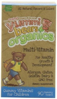 Yummi Bears Organics Multi-Vitamin, Gummy Vitamins for Children, 90-Count Bottle