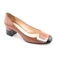 Prada Vernice Bicolor Pumps Heels Shoes Tan Womens