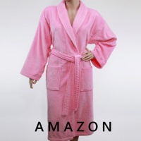 Luxury Hotel / Spa Collection - Pink Velour Bathrobe - 100% Genuine Turkish Cotton