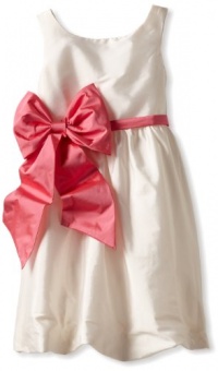 Us Angels Girls 7-16 Bubble Dress With Oversized Bow, Ivory/Brite Pink, 10