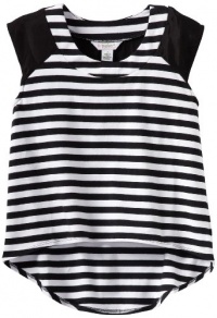 kc parker Girls 7-16 Big Girl Jersey Sleeveless Top, Black Stripe, 8