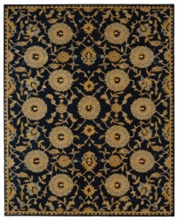 Safavieh AN537A 9-Feet 6-Inch by 13-Feet 6-Inch Anatolia Collection Handmade Hand-Spun Wool Area Rug, Navy and Gold