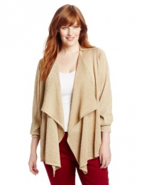 Calvin Klein Women's Plus-Size Metallic Flyaway Cardigan Sweater