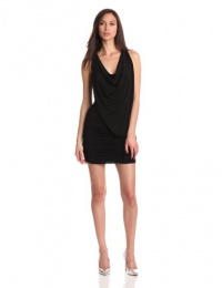 BCBGMAXAZRIA Women's Mirina Draped Cocktail Dress with Cowl Back, Black, Medium