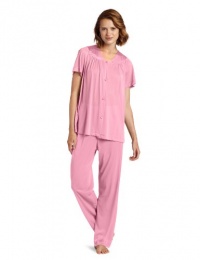 Vanity Fair Women's Colortura Short Sleeve Pajama Set,Perfumed Rose,2x