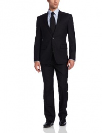 Kenneth Cole New York Men's Two Piece Wool Suit,  Black Stripe, 40 L