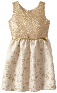 Blush by Us Angels Girls 7-16 Sequin Bodice with Met Brocade Skirt, Metallic, 14