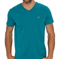 Lacoste Men's Short Sleeve V-Neck Pima Cotton T-Shirt Perroquet-Medium