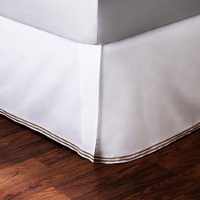 Hudson Park Collection White with Champagne Tan Double Satin Stitch CALIFORNIA KING Bedskirt