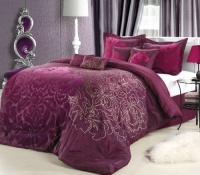 Chic Home 8-Piece Lakhani Comforter Set, King, Plum