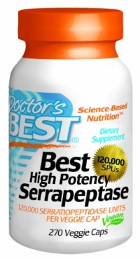 Doctor's Best High Potency Serrapeptase Vegetarian Capsules, 270 Count