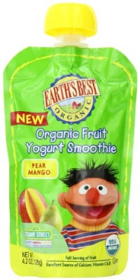 Earth's Best Organic Pear Mango Fruit Yogurt Smoothie, 4.2 Ounce Pouches (Pack of 12)