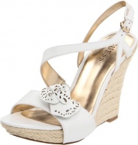 Guess Latonia3 Womens Size 7.5 White Open Toe Leather Wedge Sandals Shoes