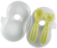 Beaba Ergonimic Children Utensiles with Case - Green