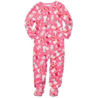 Carter's Big Girls Pink Snowmen Fleece Footed Blanket Sleeper Pajamas (6 Kids)