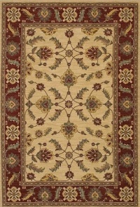 Area Rug 5x8 Rectangle Traditional Ivory-Limestone Green Color - Karastan Sierra Mar Collection