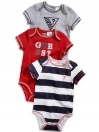 GUESS Kids Boys Newborn Three-Piece Bodysuit Set (0-9m), MULTICOLORED (6/9M)