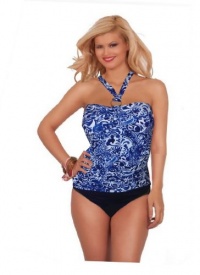 Ralph Lauren Slimming Fit Collection Batik Ring Halter Tank Swimsuit