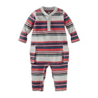 Tea Collection Baby-Boys Infant Ski Stripe Henley Romper, Vapor, XX-Small