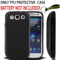 Samsung Galaxy S III - i9300 Extended Battery TPU Case Black and Exclusive Black And Green Color Key Chain Kit