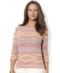 RALPH LAUREN PLUS SIZE SWEATER, THREE-QUARTER SLEEVE MULTI SIZE 1X