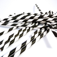 Bella Cupcake Couture Paper Party Striped Straws, Black/White