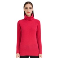 Honeystore Women's Turtleneck Long Sleeve Slit At Sides 100% Cashmere Sweaters Rose Large