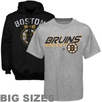 NHL Majestic Boston Bruins Pullover Big Sizes Hoodie and T-Shirt Combo - Black/Gray