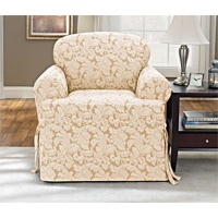 Sure Fit Scroll T Cushion Chair Slipcover, Champagne