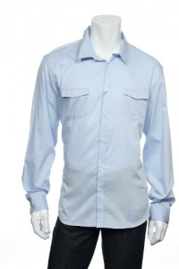 Calvin Klein Men's Light Blue Micro Vertical Striped Button Down Shirt