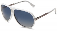 BOSS by Hugo Boss Men's 0398 Polarized Aviator Sunglasses,White Dark Ruthenium Frame/Blue Gradient Lens,One Size