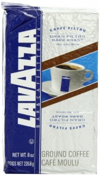 Lavazza Gran Filtro Dark Roast Ground Coffee, 8-Ounce Bags (Pack of 5)