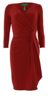 V-Neck Ruched Draped Jersey Dress