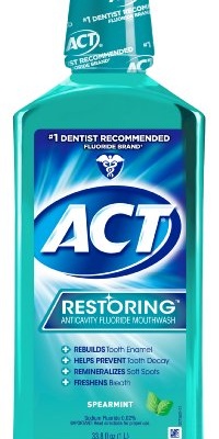 ACT Restoring Anti Cavity Fluoride Mouthwash Spearmint, 33.8 Ounce Bottles (Pack of 3)