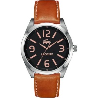 Lacoste Montreal Black Dial Tan Leather Mens Watch 2010617