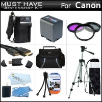 Must Have Accessory Kit For Canon VIXIA HF M41, M40, M400 HD Camcorder Includes Extended (2100Mah) Replacement BP-819 Battery + Ac/Dc Travel Charger + Deluxe Case + Mini HDMI Cable + 50 Tripod w/Case + 3PC Filter Kit (UV-CPL-FLD) + USB SD Reader + More