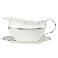 Lenox Pearl Platinum Sauce Boat and Stand, White