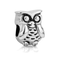 Chuvora Sterling Silver Cute Owl Bead Charm Fits Pandora Bracelet