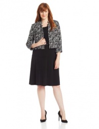 Jessica Howard Women's Plus-Size Belted Jacket Dress, Black/Ivory, 16W