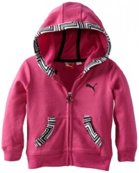 Puma - Kids Girls 2-6X ToddlerPrinted Trim Long Sleeve Hoodie, Raspberry Rose, 2T